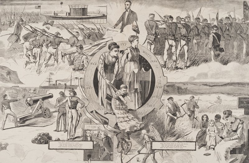 “1860-1870,” from Harper’s Weekly, January 8, 1870, a gift of Peggy and Harold Osher.