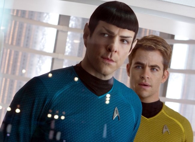 Zachary Quinto, left, and Chris Pine in “Star Trek Into Darkness.”