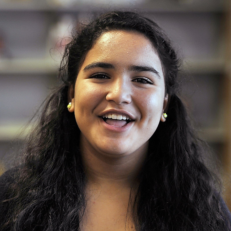 Arzoo Hassanzada, 12, and a seventh-grade student of Karen MacDonald, tells why she likes her teacher. "She always supports you throughout your journey to your goals."