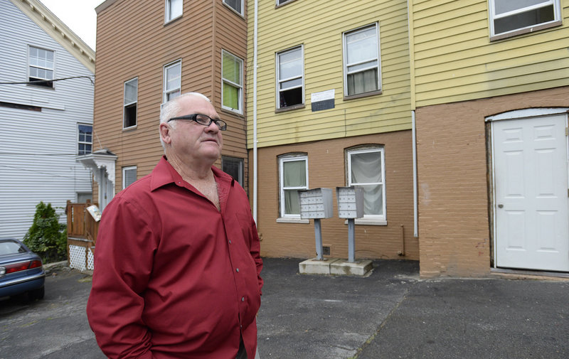 Donald Philippe Chamberland, 62, of Portland, talks about Section 8 housing outside his apartment at the corner of Alder and Oxford St. in Portland Tuesday, Sept 10, 2013. Chamberland uses section 8 vouchers and says he would be homeless without them.