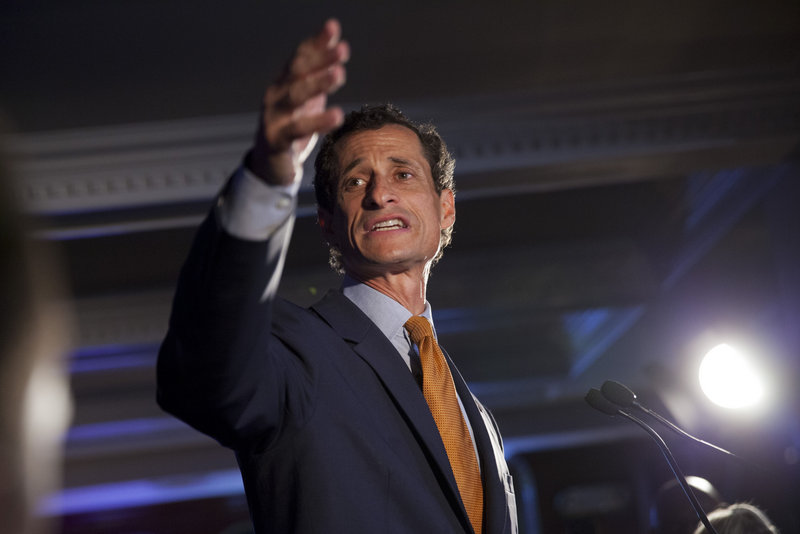 Democratic mayoral hopeful Anthony Weiner makes his concession speech Tuesday.
