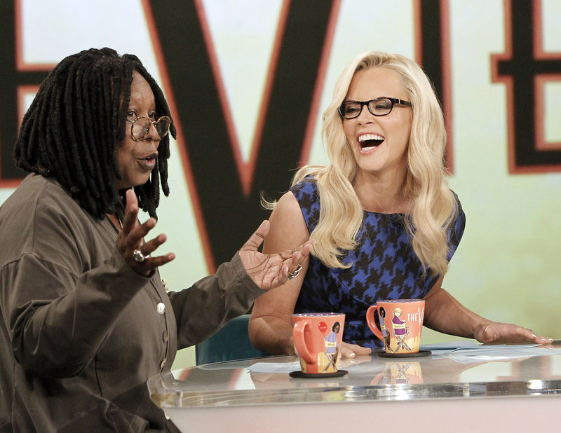 Whoopi Goldberg and Jenny McCarthy on the set of "The View" last week. It was McCarthy's debut appearance on the show, which began its 17th season.