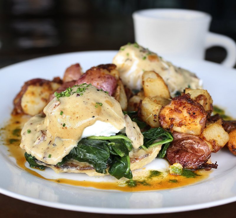 Eggs Florentine is a popular brunch dish at the Porthole Restaurant on the waterfront.