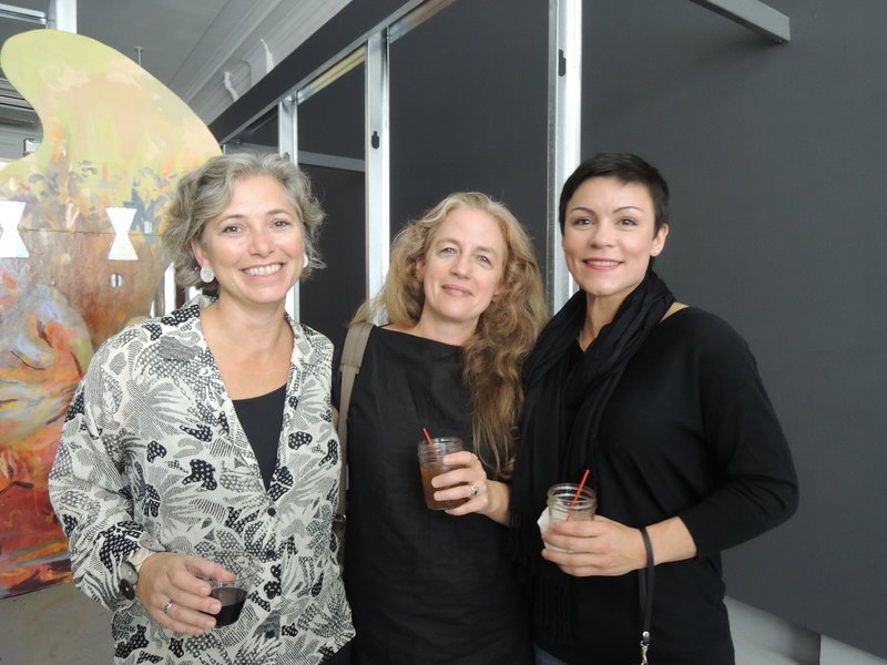 Betsy Scheintaub of Portland, left, Karen Gelardi of South Portland and Tatiana Whitlock of Freeport at the Space event.