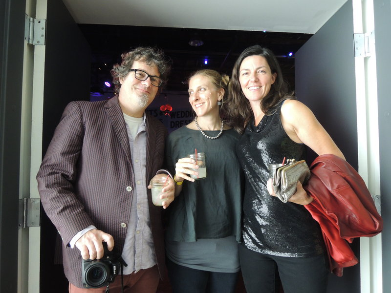 Scott Peterman of Hollis, left, Shoshannah White of Portland and Lucinda Bliss of Bath at Wild Nite, the first fundraising party for Portland’s Space Gallery.
