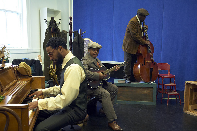 Kevin T. Carroll, Harvy Blanks and Ray Anthony Thomas in the Portland Stage Company production of “Ma Rainey’s Black Bottom.” The August Wilson play, starring Tina Fabrique in the title role, is set in 1927 Chicago during a recording session for Rainey, a blues singer.