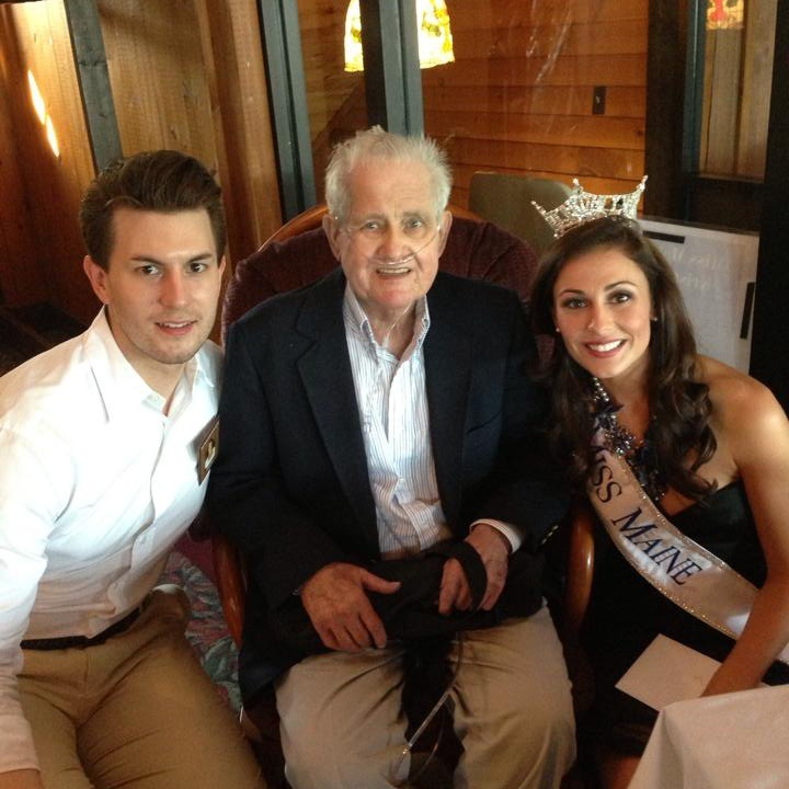 Real Paquette sits with his grandson, Andrew Miller Korda, and his granddaughter, Kristin Korda at the Miss Maine Sendoff in late August of this year.