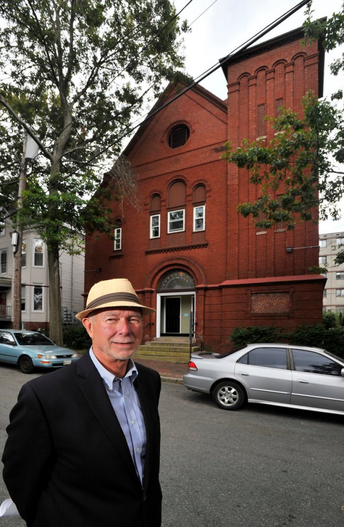 Richard Berman stands in front of the former church on Sherman Street in Portland that has been transformed into a shelter called Hope House.