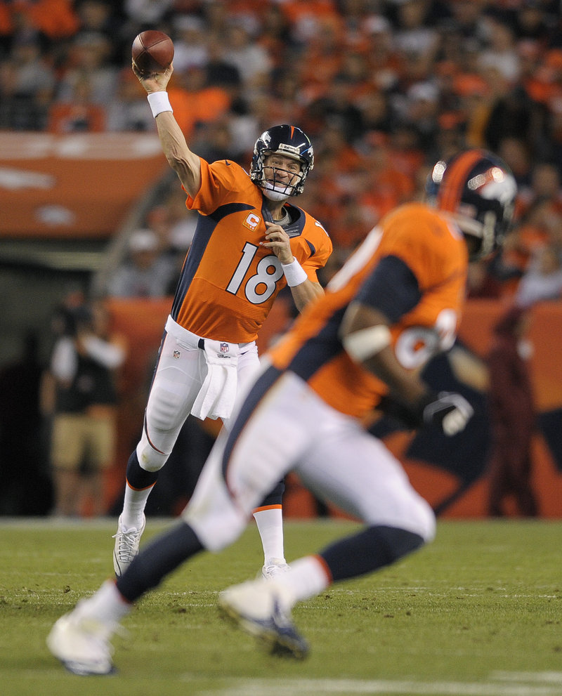 Peyton Manning, whose future was in doubt two years ago from a damaged nerve in his biceps, is directing a Denver Broncos offense averaging 42 points through three games.