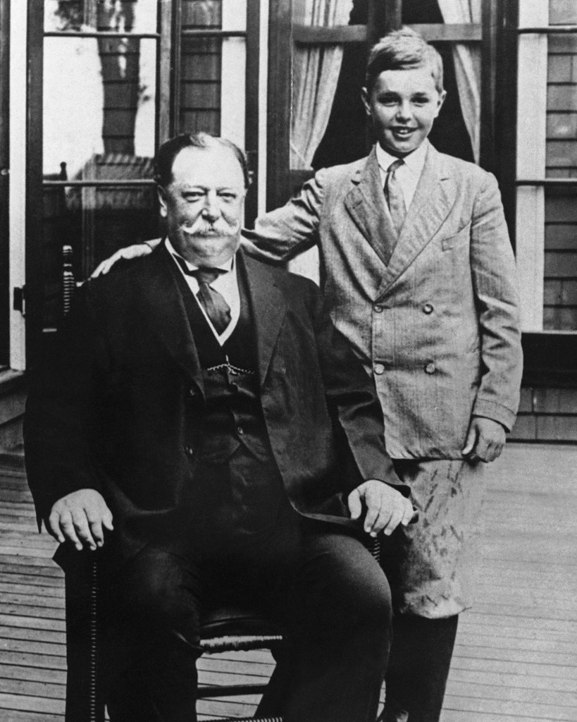 President William Howard Taft poses with his son Charles while on vacation in Beverly, Mass. History buffs know Taft is the only president to later become Supreme Court chief justice, but he’s also remembered as the president whose weight, at times well over 300 pounds, made headlines. In the early 1900s, way before Weight Watchers, the nation’s 27th president was helping to usher in a modern approach to treating obesity according to a report released Monday in the journal Annals of Internal Medicine.