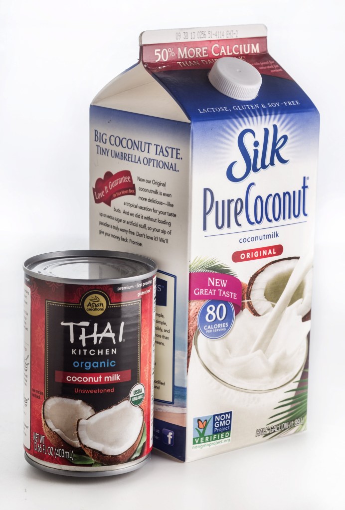 Refrigerated coconut milk is coconut cream plus water. It may be fortified with calcium and vitamins and is available sweetened, unsweetened or flavored.