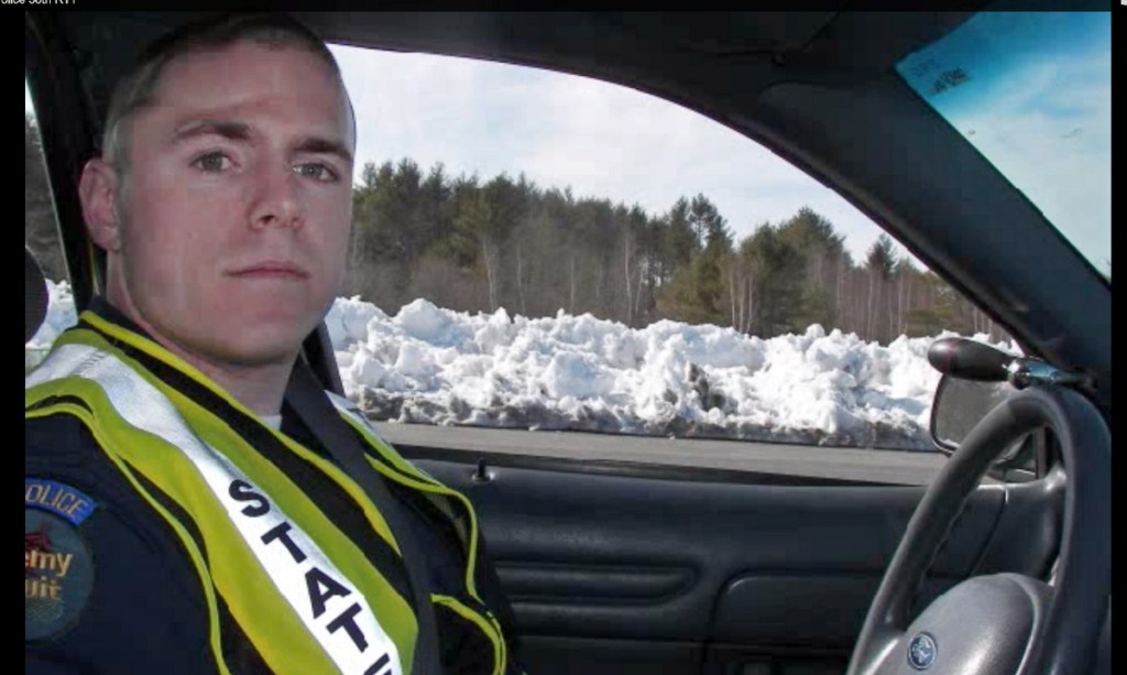 A frame grab from a video of the Maine State Police S58th Recruit Training Troop (RTT) posted on YouTube shows then-recruit Jason Wing during an exercise. The state attorney general's office has found Trooper Wing legally justified in shooting James Reynolds, 18, along a West Paris road in June.