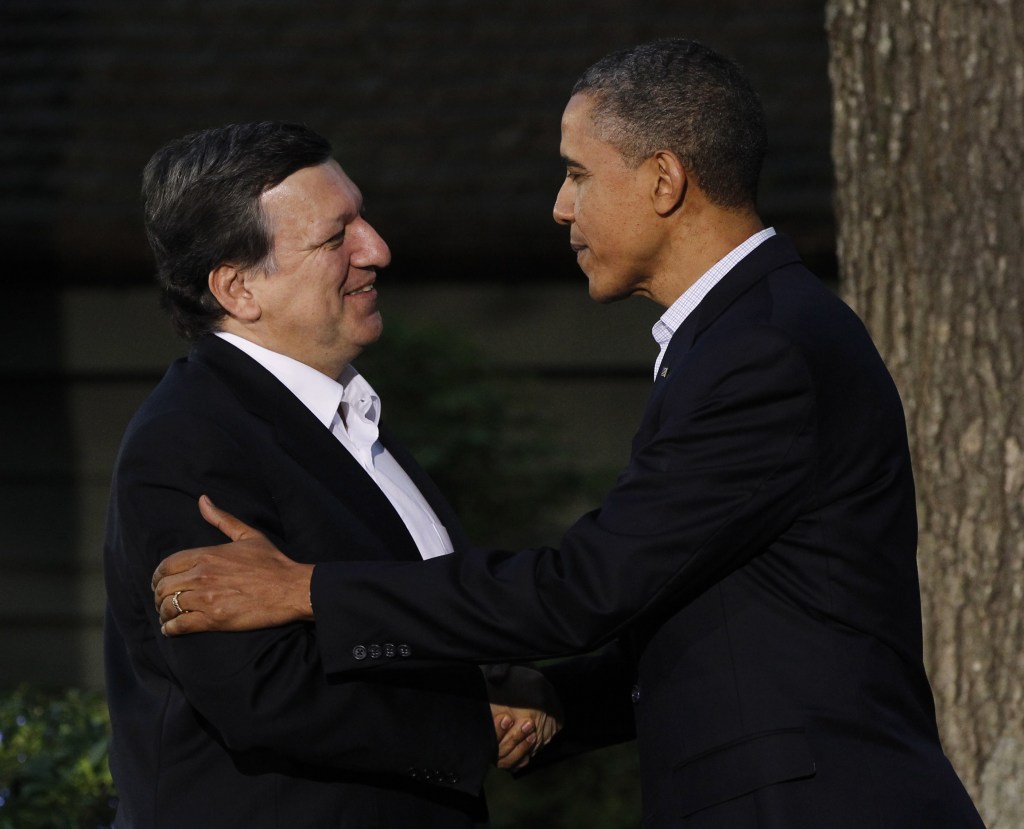 President Obama greets the president of the European Commission, Jose Manuel Barroso, last year.