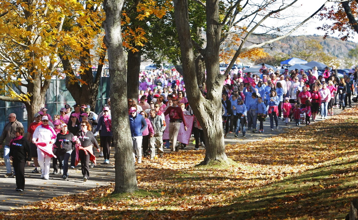 Breast cancer survivors, family and friends join the American Cancer Society walk to support the fight against breast cancer Sunday at Fort Williams Park in Cape Elizabeth.