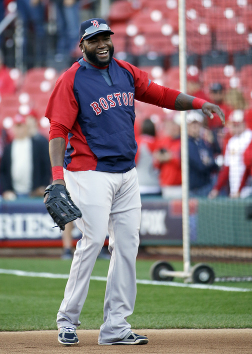 David Ortiz had his glove, needed his glove Saturday night for Game 3 of the World Series. With no designated hitter, Ortiz played first base and Mike Napoli was on the bench against the St. Louis Cardinals.