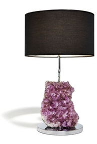 This RabLabs Cielo lamp has a pillar of amethyst crystals topped with a pretty shade. Amethyst is considered by some to be both calming and energizing.