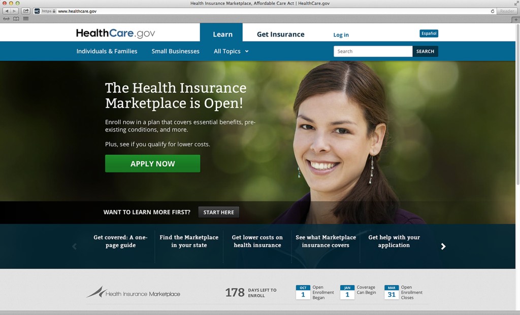 This photo provided by the Department of Health and Human Services shows the main landing web page for HealthCare.gov.