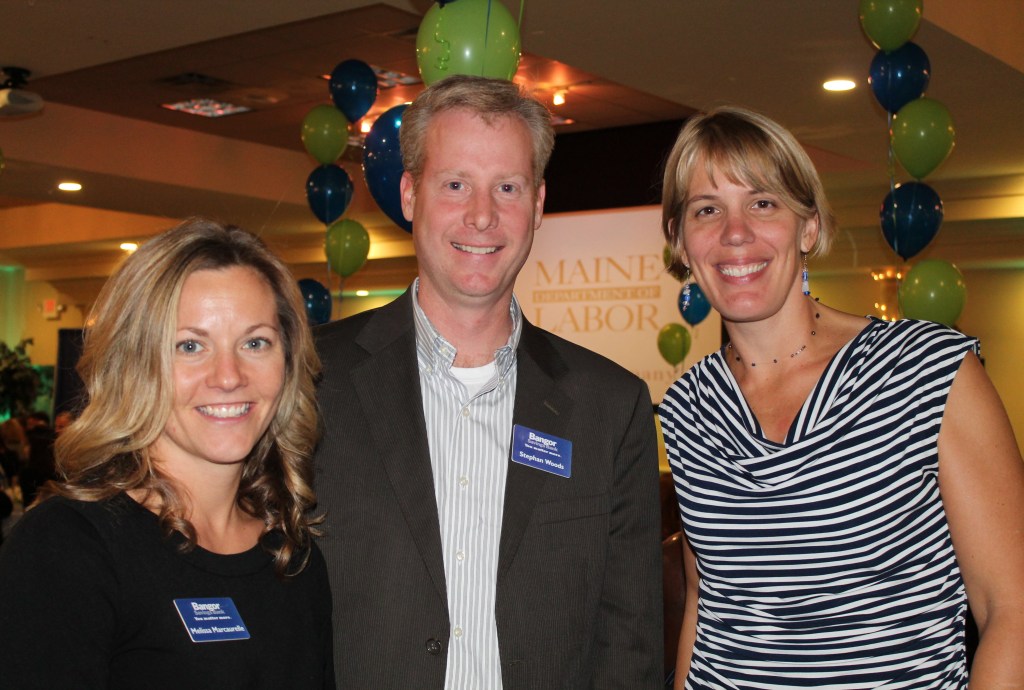 Melissa Marcaurelle of No. 4 ranked Bangor Savings Bank with colleagues Stephan Woods and Megan Clough.