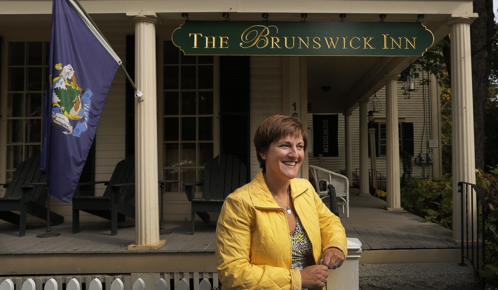 The Brunswick Inn, owned by Eileen Horner, above, operates in a historic 1848 Federal-style house on the town’s stately Park Row. It has been in operation as an inn since 1984 and under its current name since 2007.