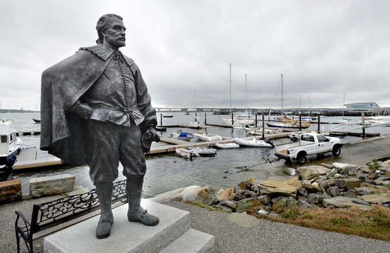 City officials initially rejected this statue of George Cleeve, now on the waterfront, because of rumors he had owned a “colored servant.”
