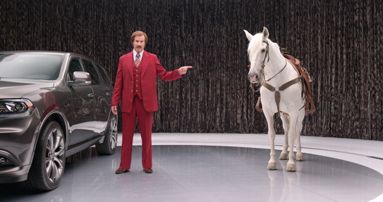 Ron Burgundy, played by actor Will Farrell, appears in a new 2014 Dodge Durango advertising campaign.