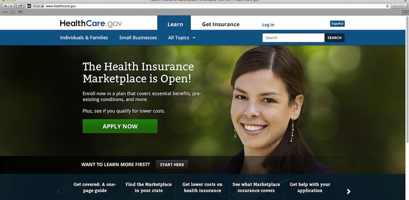 This photo provided by HHS shows the main landing web page for HealthCare.gov. After emergency repairs over the weekend, consumers in different parts of the country Monday continued to report delays on healthcare.gov, as well as problems setting up security questions for their accounts. The administration says the site's crowded electronic "waiting room" is thinning out. Still, officials announced it will be down again for a few hours starting at 1 a.m. Tuesday for more upgrades and fixes. (AP Photo/HHS)