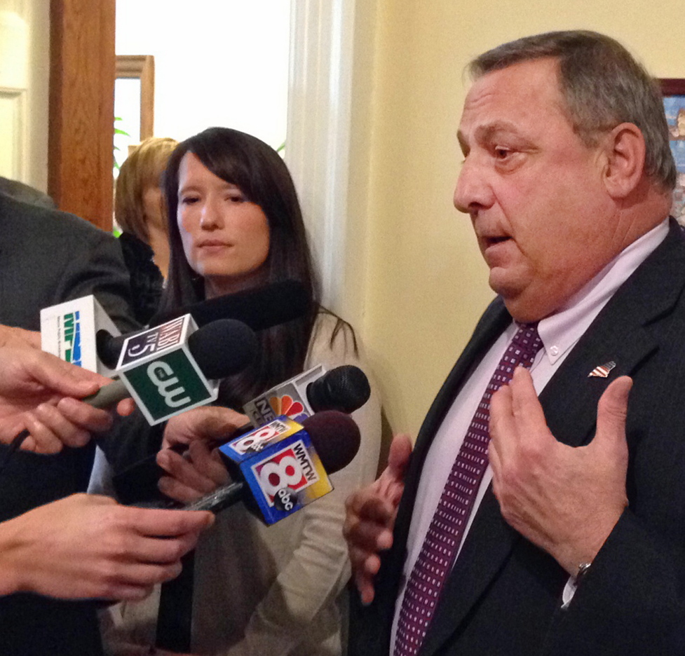 Gov. LePage speaks to the media last Thursday after meeting with Democratic leaders at the State House to discuss his reasons for declaring a civil emergency. A reader says that the declaration gave Mainers “something new to be embarrassed about.”