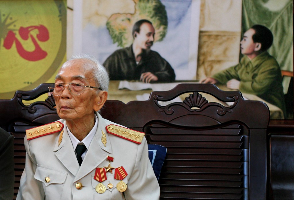 Vietnamese Gen. Vo Nguyen Giap, seen at home in Hanoi in 2008 on his 97th birthday, died Friday. He was the nemesis of South Vietnamese who fought alongside U.S. troops.