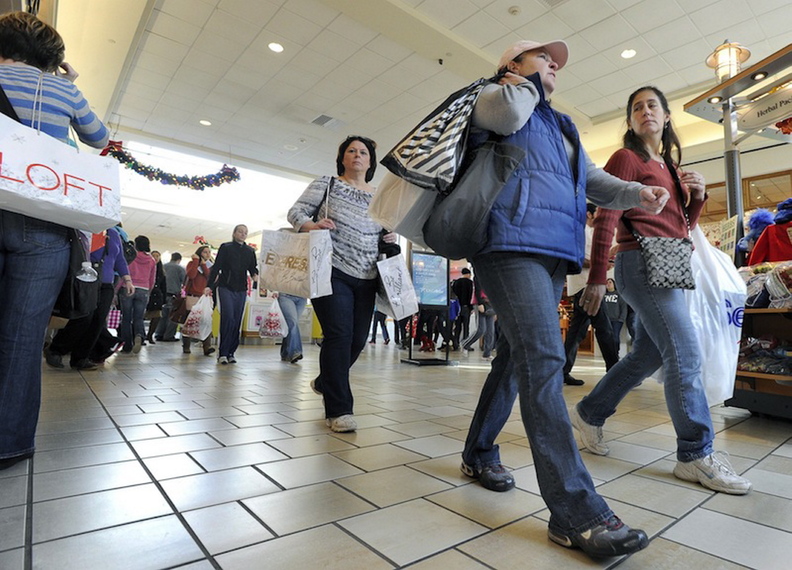 In this November 2011 file photo, Black Friday shoppers are out in force at the Maine Mall in South Portland.