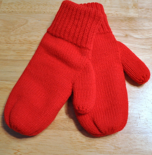 Hand-knit mittens from Three Kittens Knitting