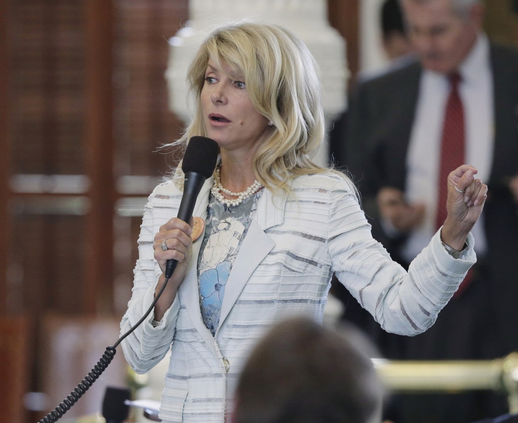 Sen. Wendy Davis, D-Fort Worth, is seen June 25 in Austin, Texas, as she begins a 13-hour filibuster over a new abortion bill – a speech that quickly gained her national attention.