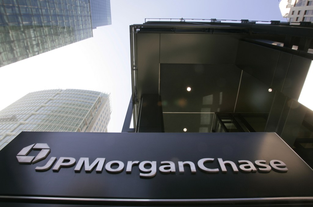 This Oct. 15, 2008, file photo, shows the exterior view of JPMorgan Chase offices in San Francisco.