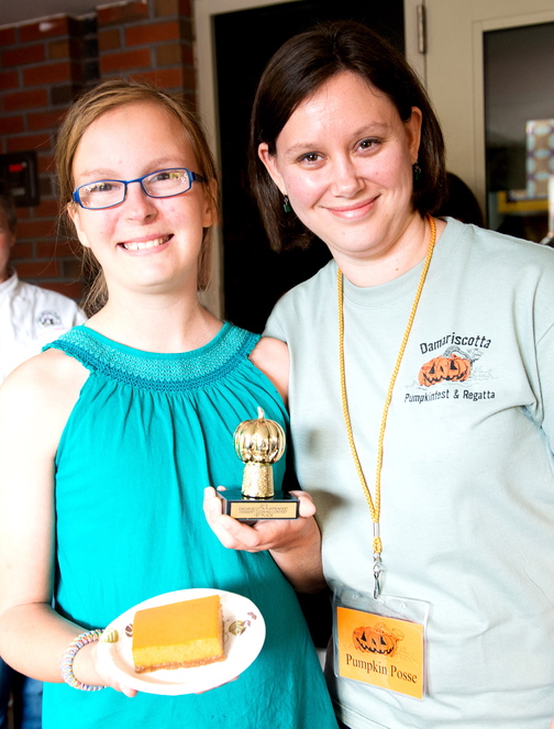 Damariscotta Pumpkinfest Dessert Contest first place winner Emma Goltz (left) with contest chair Heather Troidl.