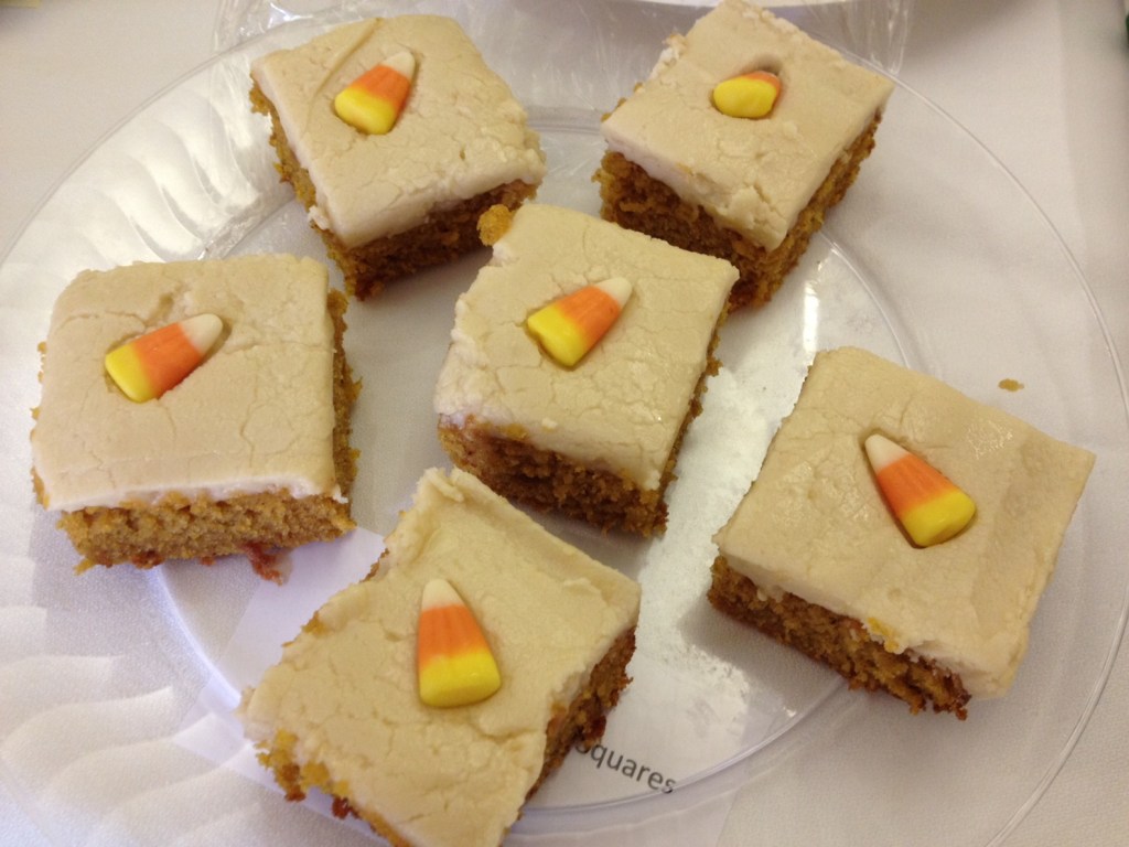 Ki Leffler’s Orange-Pumpkin Cake Squares with Browned Butter Frosting took fourth place in the museum contest.