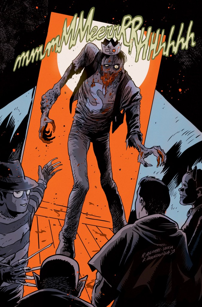 This image released by Archie Comics shows the character Jughead from”Afterlife With Archie,” a series debuting Wednesday. The series written by Roberto Aguirre-Sacasa and illustrated by Francesco Francavilla sees Archie, Betty, Jughead, Veronica and others, including Sabrina the Teenage Witch, enveloped in a panoply of incantations, elder gods, the undead and zombies, too.