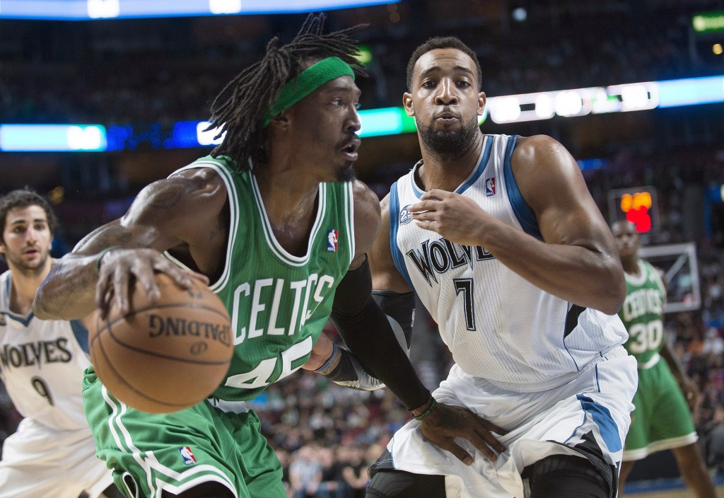 Gerald Wallace, left, is one of the seven holdovers from last year’s team, which made it to the playoffs, but was knocked out in the first round. This year might be rough, but the Celtics have nine first-round picks in the next five years.