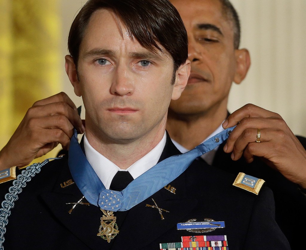 President Obama awards the Medal of Honor to former Army Capt. William D. Swenson of Seattle during a ceremony in the East Room at the White House.