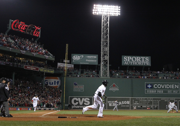 David Ortiz watches his grand slam clear the fence in the eighth inning Sunday night, igniting Boston’s comeback for a 6-5 victory in Game 2 of the AL Championship Series against the Tigers. The series now shifts to Detroit for the next three games.