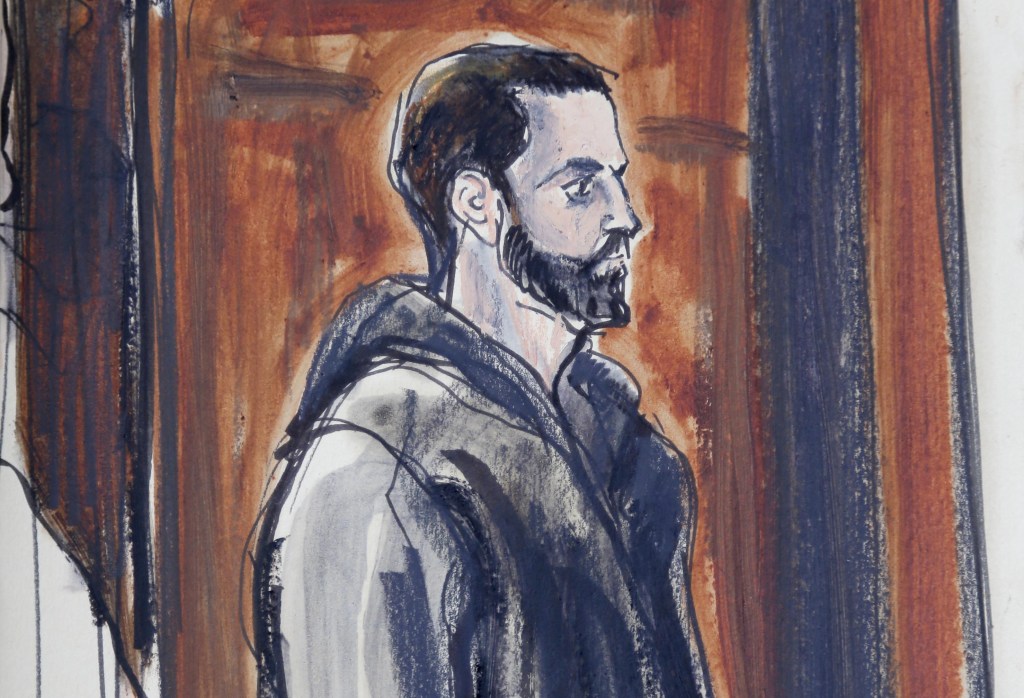 A sketch shows Wojciech Braszczok in court on Wednesday.