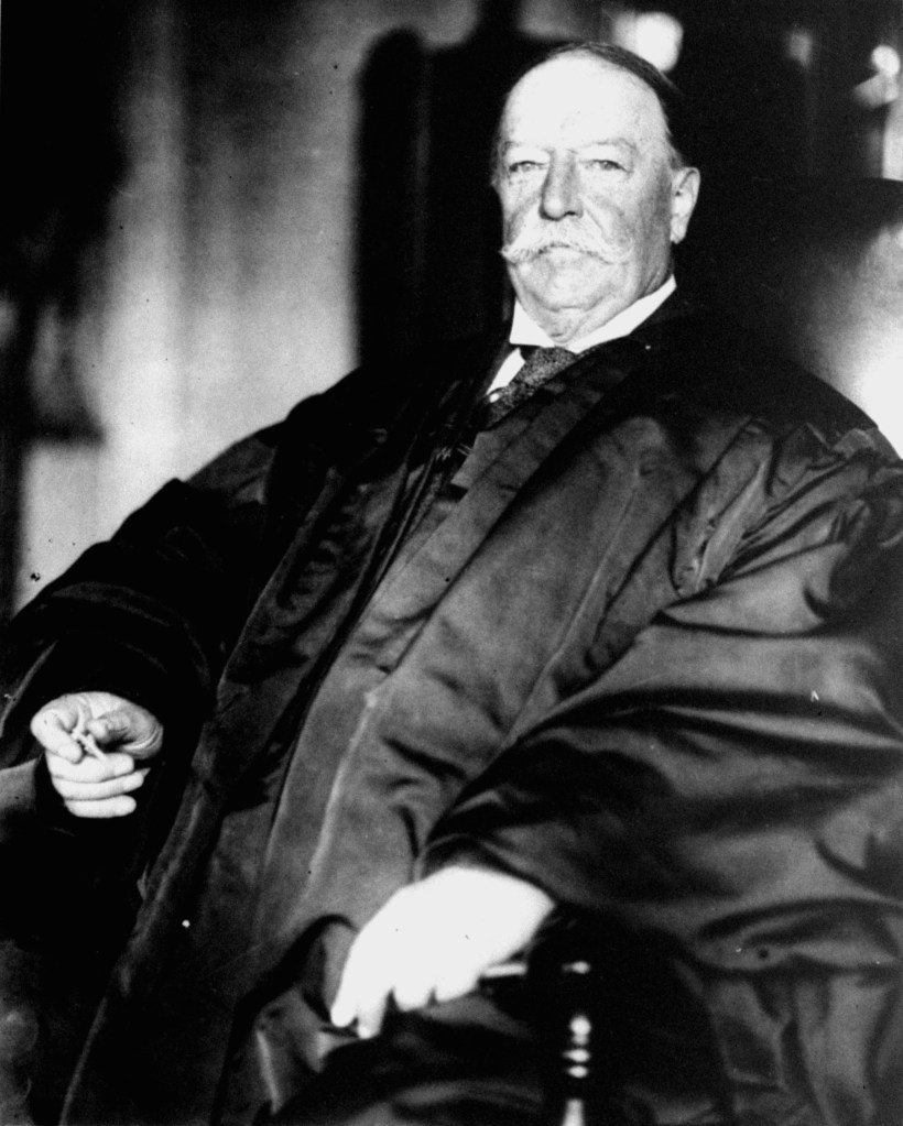 Former President and U.S. Supreme Court Chief Justice William Howard Taft is shown in his judicial robes.