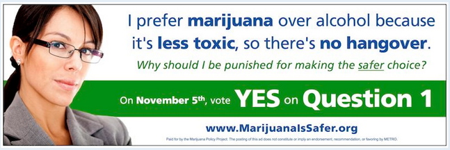 Supporters of Question 1, the ballot initiative to remove penalties for adult marijuana possession in Portland, are launching a series of ads on METRO buses and bus shelters.