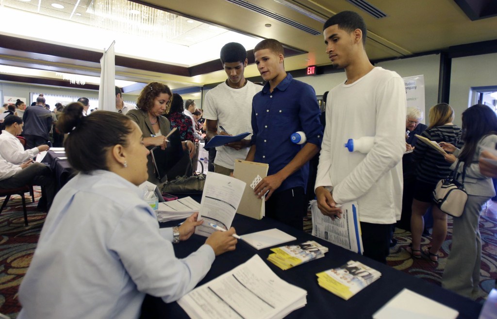 Unemployed job seekers at a job fair in Florida. AP Photo