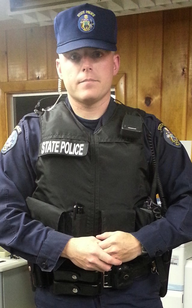 State Trooper Jason Wing in an undated photo from the Maine State Police. A West Paris teen who was shot three times by Wing during a June 2013 confrontation, in which authorities say the young man threatened the trooper with a stolen rifle, has been indicted on three charges. Earlier this month, the Maine Attorney General’s Office cleared Wing of any wrongdoing and said in a report that the shooting was legally justified.