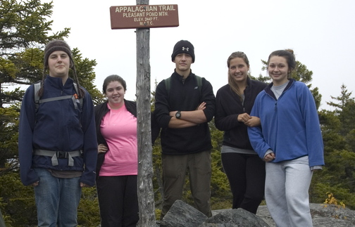 The Oxford Hills High outing club celebrated this week atop Pleasant Pond Mountain on the Appalachian Trail. The club was one of several that attended a rendezvous for high school outing clubs that was hosted by Teens To Trails.