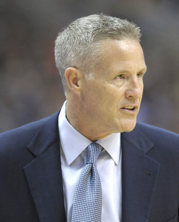 Philadelphia Coach Brett Brown watches as his team earns a win during his debut with the 76ers Wednesday.