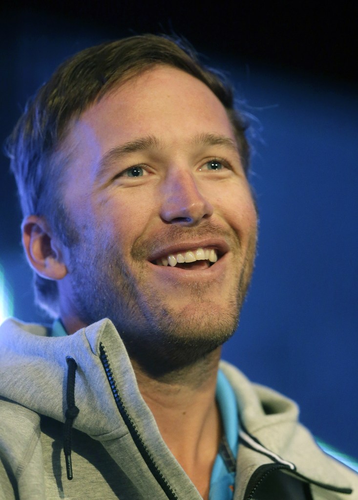 Championship gold medalist skier Bode Miller speaks during a news conference at the USOC 2013 team USA media summit on Monday in Park City, in Utah.