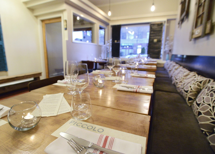 Piccolo, on Middle Street in Portland’s Old Port, is a small space with seating for just 20 diners. The elegant southern Italian cuisine is prepared by chef Damian Sansonetti.