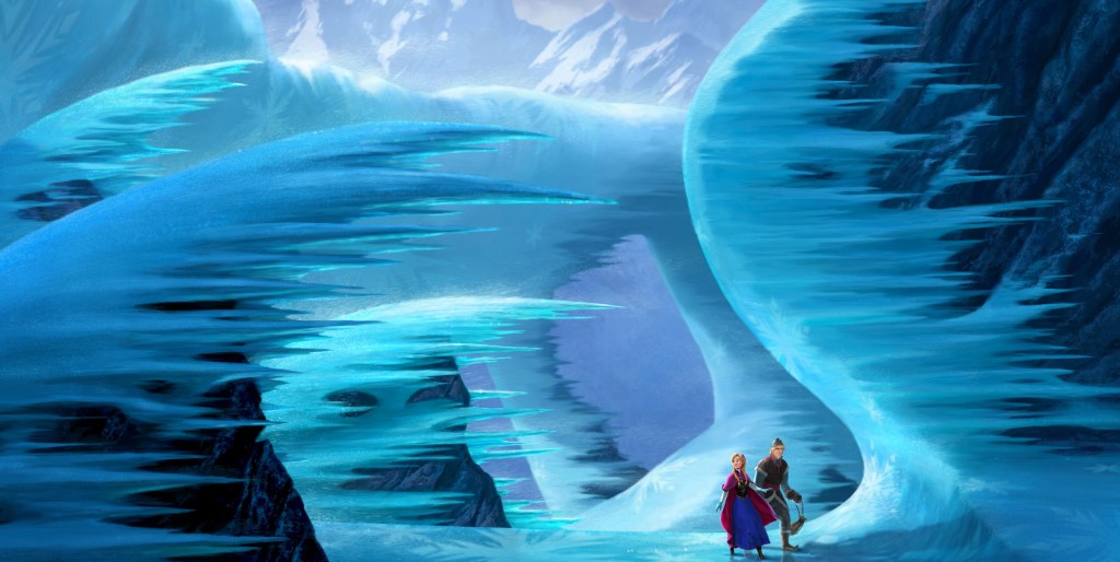 Anna and Kristoff in a scene from “Frozen.”