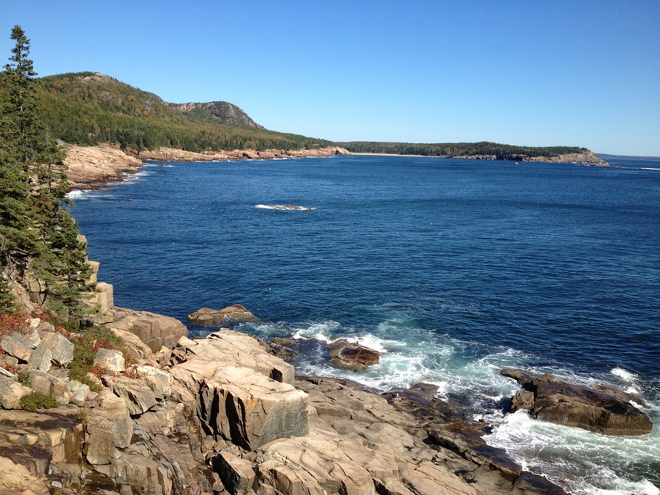 The 150-foot sheer walls of Otter Cliffs offer one of the more magnificent views during the 2.2-mile trail that connects Sand Beach to Otter Point, running parallel to Ocean Drive in Acadia National Park.