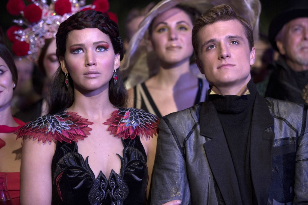 Jennifer Lawrence as Katniss Everdeen and Josh Hutcherson as Peeta Mellark.